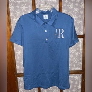 NWT men’s monogrammed (JTR) blue polo shirt